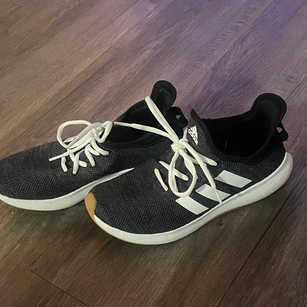 Adidas Charcoal and White Running Shoes Cloudfoam
